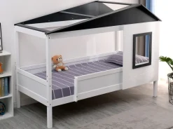 CLP Kinderbett Tessa Aus Kiefernholz I Himmelbett Mit Fenster I Hausbett Mit Rausfallschutz