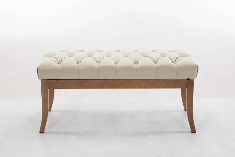 CLP Sitzbank Ramses Mit Polsterung Und Kunstlederbezug I Holzbank Mit 46 CM Sitzhöhe
