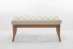 CLP Sitzbank Ramses Mit Polsterung Und Kunstlederbezug I Holzbank Mit 46 CM Sitzhöhe