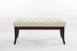CLP Sitzbank Ramses Mit Polsterung Und Kunstlederbezug I Holzbank Mit 46 CM Sitzhöhe