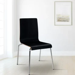 CLP Stuhl stapelbar Gahanna, Stapelstuhl aus Formholz mit HPL-Laminat, Stahlgestell verchromt belastbar bis 150 kg, Esszimmer und Büro