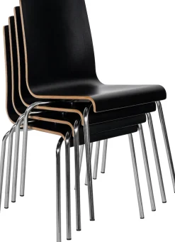 CLP Stuhl stapelbar Gahanna, Stapelstuhl aus Formholz mit HPL-Laminat, Stahlgestell verchromt belastbar bis 150 kg, Esszimmer und Büro