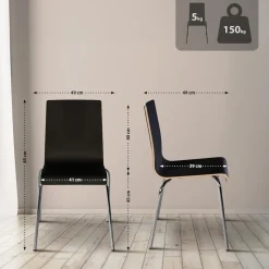 CLP Stuhl stapelbar Gahanna, Stapelstuhl aus Formholz mit HPL-Laminat, Stahlgestell verchromt belastbar bis 150 kg, Esszimmer und Büro
