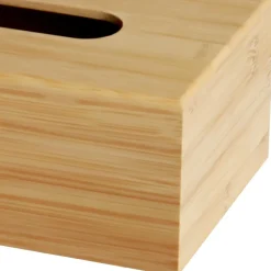 CLP Taschentuchbox Holz Natur Kalmia, Taschentuchspender aus Bambus, Kosmetiktücherbox nachfüllbar für Bad und Küche