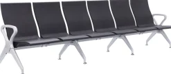 CLP Wartebank Airport-Stil Ermin, Sitzbank Flur mit Lehne, ergonomische Sitzschalen, Wartestühle mit robustem Alu-Gestell, bis 150 kg je Sitz