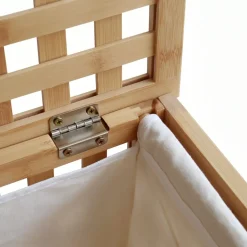 CLP Wäschebox für Schmutzwäsche Ronthy, Wäschesammler Holz Wäschesack 70L waschbar herausnehmbar, Bambusrahmen für Badezimmer
