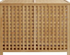 CLP Wäschebox für Schmutzwäsche 2 Fächer Dorothea, Wäschesammler Holz Wäschesäcke waschbar herausnehmbar, Bambusrahmen für Badezimmer