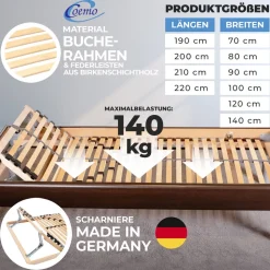 Coemo 2 x Lattenrost ERGO 80x200 cm 7-Zonen verstellbar Partner-Set