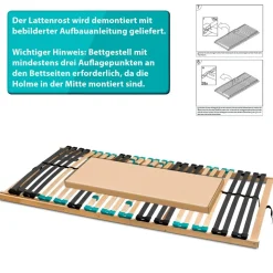 Coemo 7 Zonen Lattenrost DRÖMSON 70 x 200 cm Kopfteil verstellbar