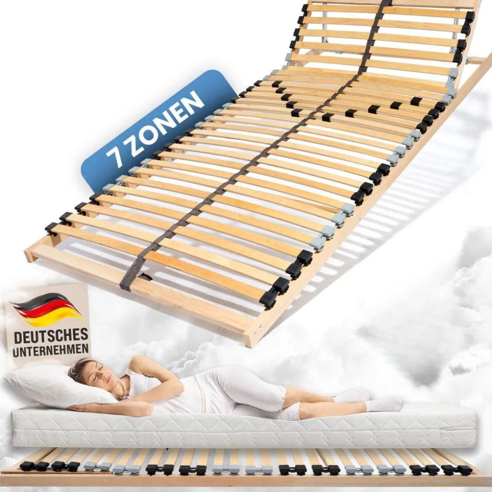 Coemo 7-Zonen Lattenrost ERGO K 80x210 verstellbar Kopfteil Härtegrad verstellbar 30 Leisten