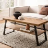 Couchtisch FineBuy Sofatisch 100 cm Braun Fischgrät Wohnzimmertisch Ablage
