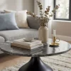 Couchtisch mit Marmor Platte schwarz Wohnzimmertisch Sofatisch Metall rund 60cm