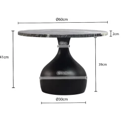 Couchtisch mit Marmor Platte schwarz Wohnzimmertisch Sofatisch Metall rund 60cm