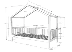 Dallas 1 Hausbett mit seitlicher Umrandung 90 x 200 cm Liegefläche, Natur