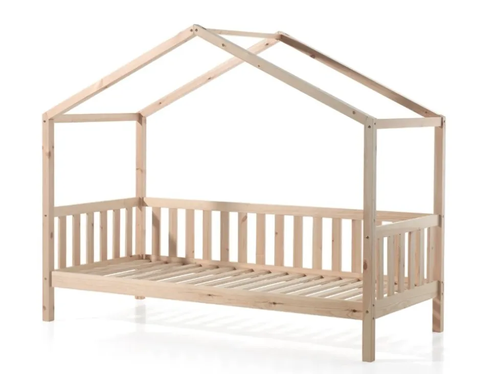 Dallas 1 Hausbett mit seitlicher Umrandung 90 x 200 cm Liegefläche, Natur