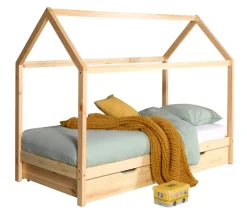 Dallas 2 Hausbett 90 x 200 cm Liegefläche inkl Bettschublade, Natur