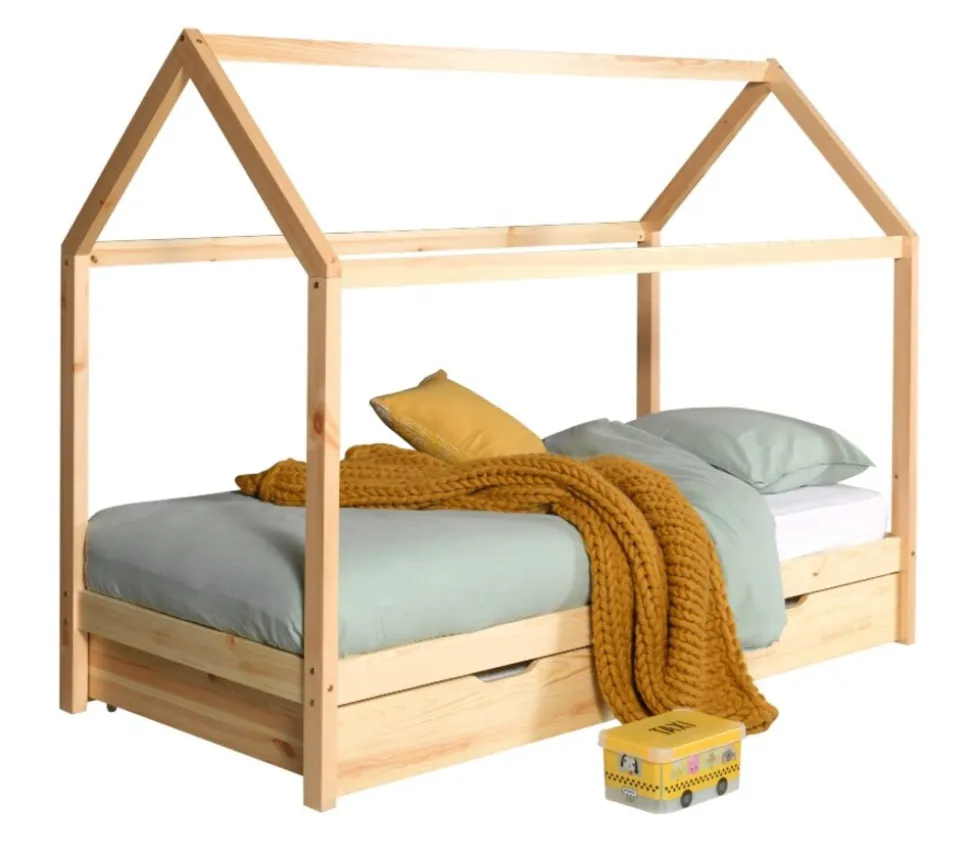 Dallas 2 Hausbett 90 x 200 cm Liegefläche inkl Bettschublade, Natur