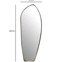 Design Wandspiegel organische Form 90 cm moderner Spiegel asymmetrisch gold