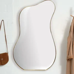 Design Wandspiegel organische Form 100 cm moderner Spiegel asymmetrisch gold