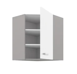 Eckhängeschrank 60x60 Bianca Weiß Hochglanz + Grau Küchenzeile Küchenblock