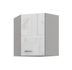 Eckhängeschrank 60x60 Bianca Weiß Hochglanz + Grau Küchenzeile Küchenblock