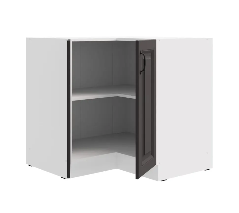 Eckunterschrank 90x90 cm Stilo Grau Küchenzeile Küchenblock Küche Landhaus