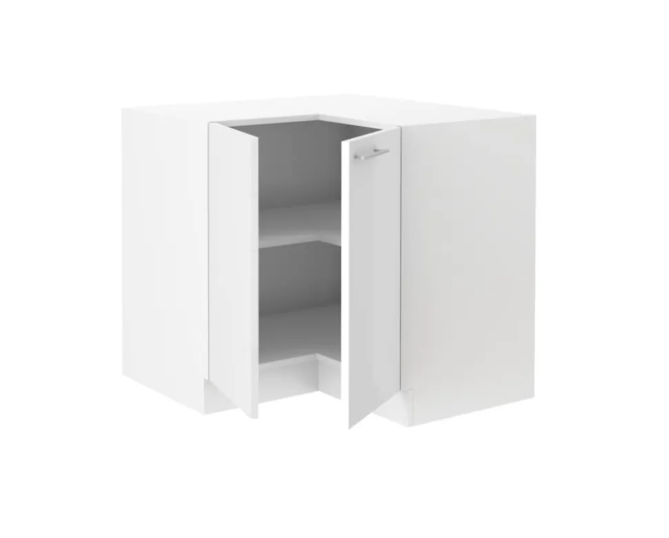 Eckunterschrank 90x90 Lara Weiß Hochglanz Küchenzeile Küchenblock Küche