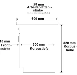 EKO White Herdunterschrank 60 Weiss matt Küchenzeile Küchenblock Einbauküche