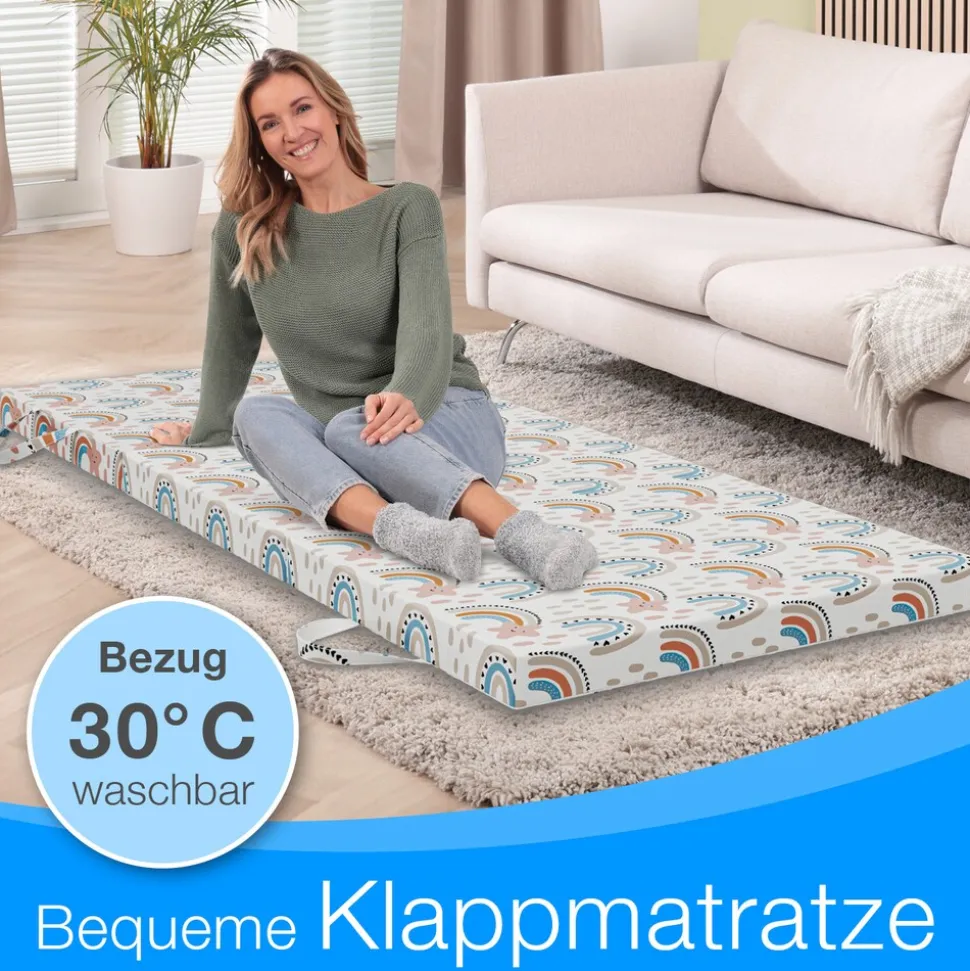 ELONEO Klappmatratze Gästematratze, 75x200x8 cm, Regenbogen
