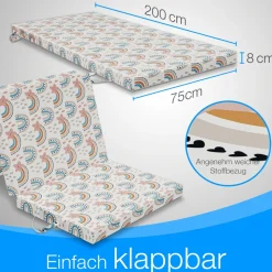 ELONEO Klappmatratze Gästematratze, 75x200x8 cm, Regenbogen
