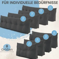 ELONEO Rückenkissen Bett- und Rückenstützkissen >Anthrazit< 70cm