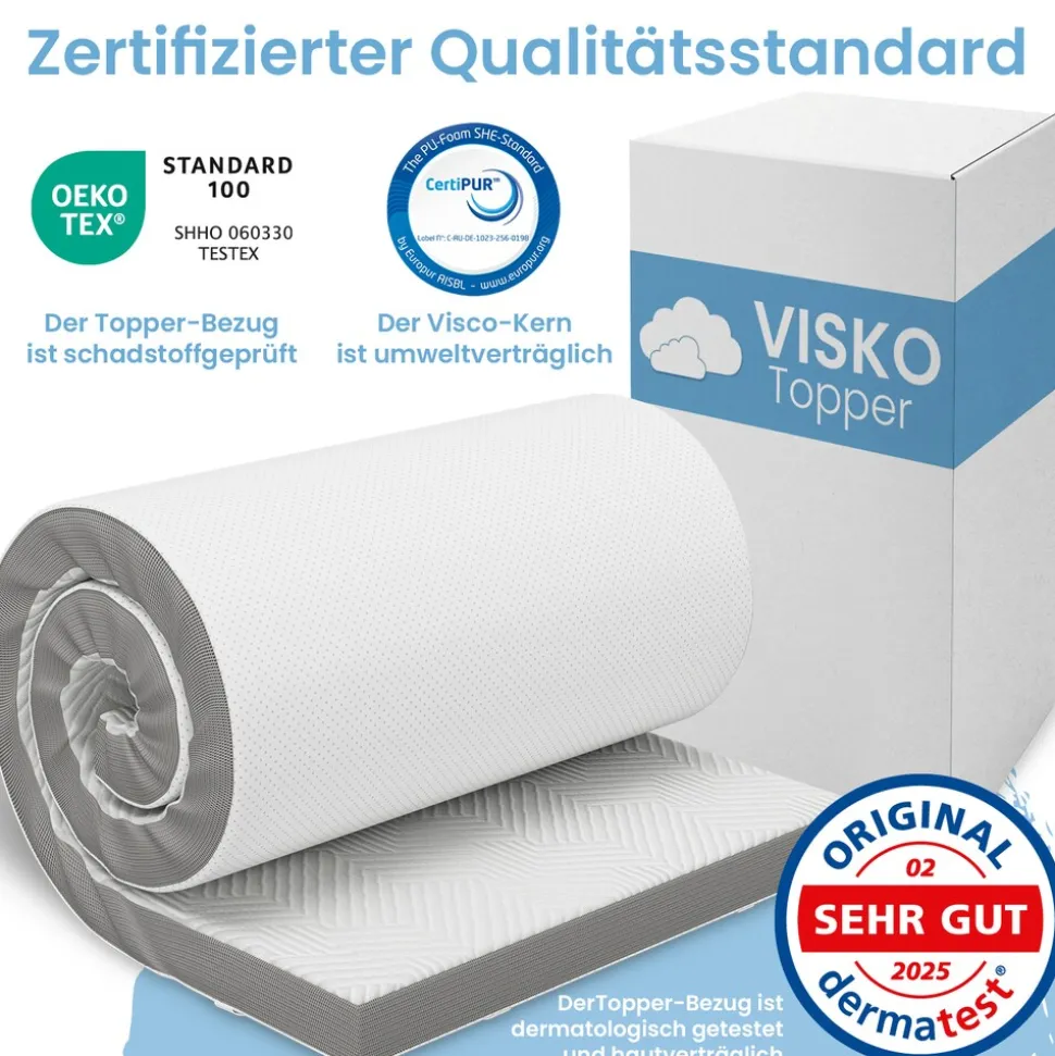 ELONEO Visco Topper Matratzenauflage 80 x 190 x 5 cm