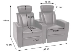 2er Kinosessel MCW-H30, Relaxsessel Fernsehsessel Zweisitzer Sofa, Staufach Soft Touch Kunstleder ~ braun