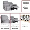 2er Kinosessel MCW-L93, Relaxsessel Fernsehsessel Sofa, Armlehne Liegefunktion Nosagfederung Stoff/Textil ~ grau-braun