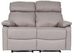 2er Kinosessel MCW-L93, Relaxsessel Fernsehsessel Sofa, Armlehne Liegefunktion Nosagfederung Stoff/Textil ~ grau-braun