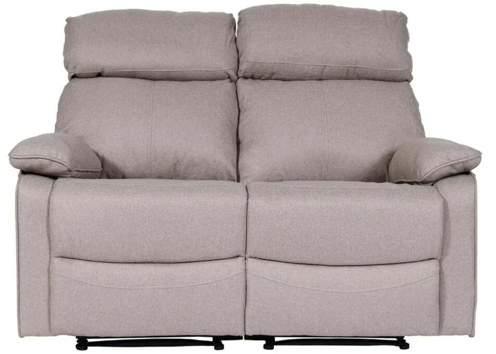 2er Kinosessel MCW-L93, Relaxsessel Fernsehsessel Sofa, Armlehne Liegefunktion Nosagfederung Stoff/Textil ~ grau-braun