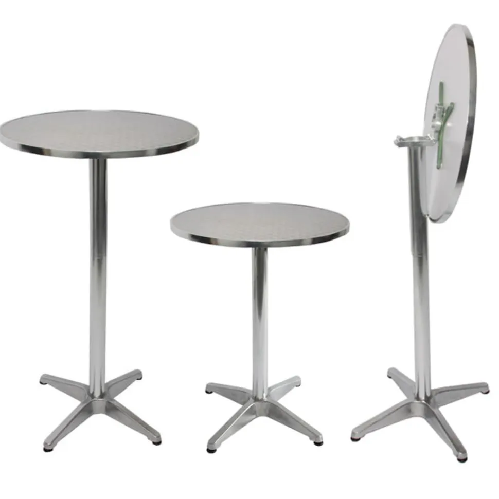 10er-Set Alu-Stehtisch, Bistrotisch, höhenverstellbar 70/110cm Ø=60cm ~ klappbar, Fuß mit Betoneinguss