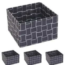 4er-Set Aufbewahrungskorb MCW-C37, Dekokorb Korb Körbchen Aufbewahrung Regalkorb Deko 12x19x19cm ~ dunkelgrau