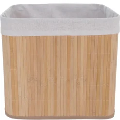 2er-Set Aufbewahrungskorb MCW-C21, Korb Aufbewahrungsbox Ordnungs-/Sortierbox Regalkorb, Bambus 33x33x23cm ~ natur