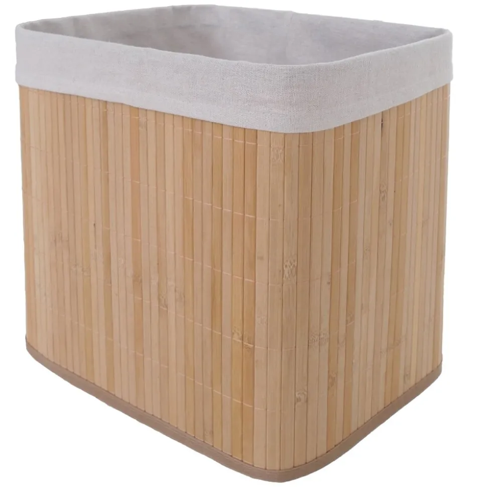 2er-Set Aufbewahrungskorb MCW-C21, Korb Aufbewahrungsbox Ordnungs-/Sortierbox Regalkorb, Bambus 33x33x23cm ~ natur