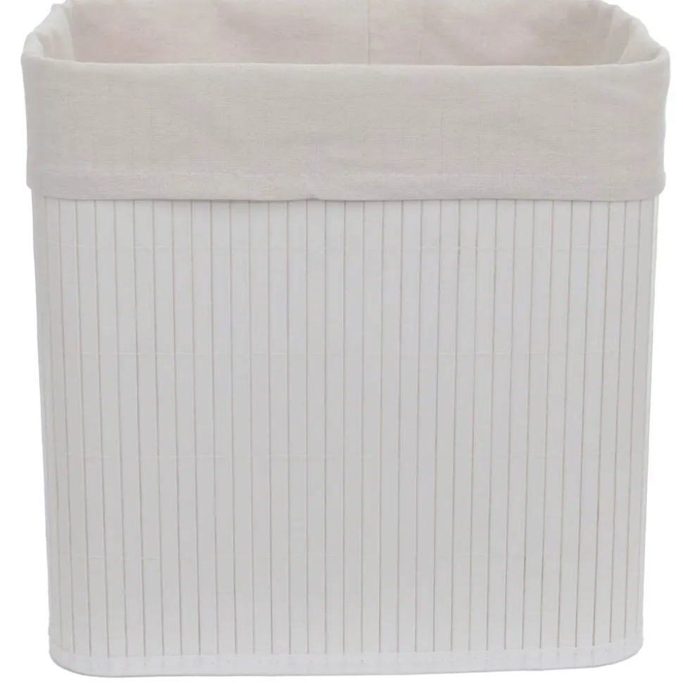 2er-Set Aufbewahrungskorb MCW-C21, Korb Aufbewahrungsbox Ordnungsbox Sortierbox Regalkorb, Bambus 33x33x23cm ~ weiß