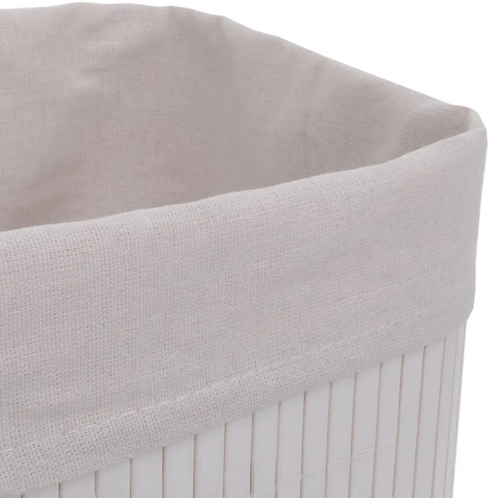 2er-Set Aufbewahrungskorb MCW-C21, Korb Aufbewahrungsbox Ordnungsbox Sortierbox Regalkorb, Bambus 33x33x23cm ~ weiß