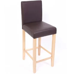 2er-Set Barhocker Cesena Leder ~ braun, helle Füße