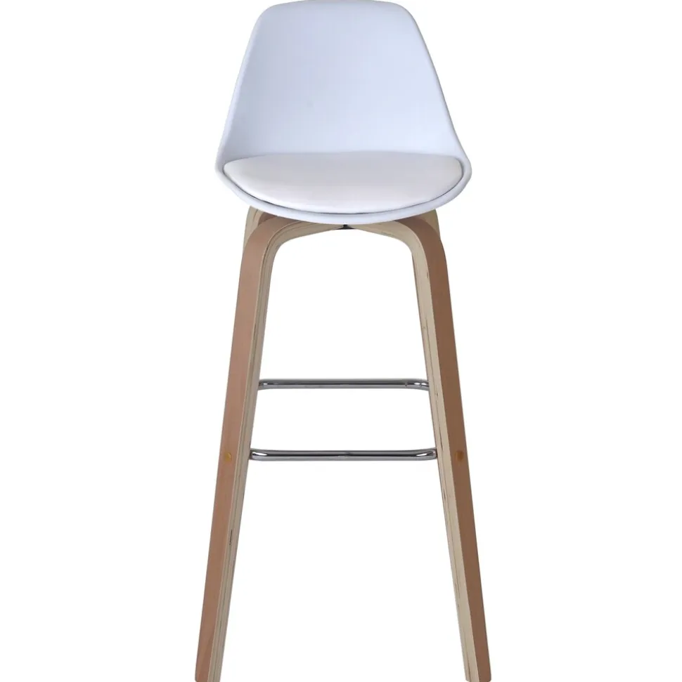 2er-Set Barhocker MCW-A89, Barstuhl Tresenhocker mit Lehne ~ Kunstleder, weiß