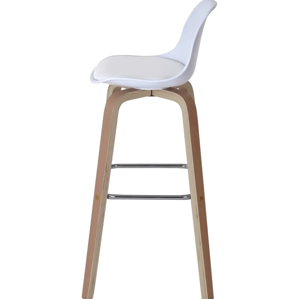 2er-Set Barhocker MCW-A89, Barstuhl Tresenhocker mit Lehne ~ Kunstleder, weiß