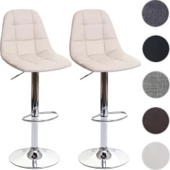 2er-Set Barhocker MCW-A67, Barstuhl Tresenhocker, MVG-zertifiziert ~ creme-beige, Kunstleder