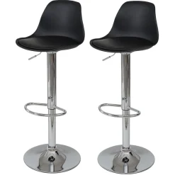 2er-Set Barhocker MCW-B14, Tresenhocker Barstuhl Drehhocker, Kunstleder ~ schwarz