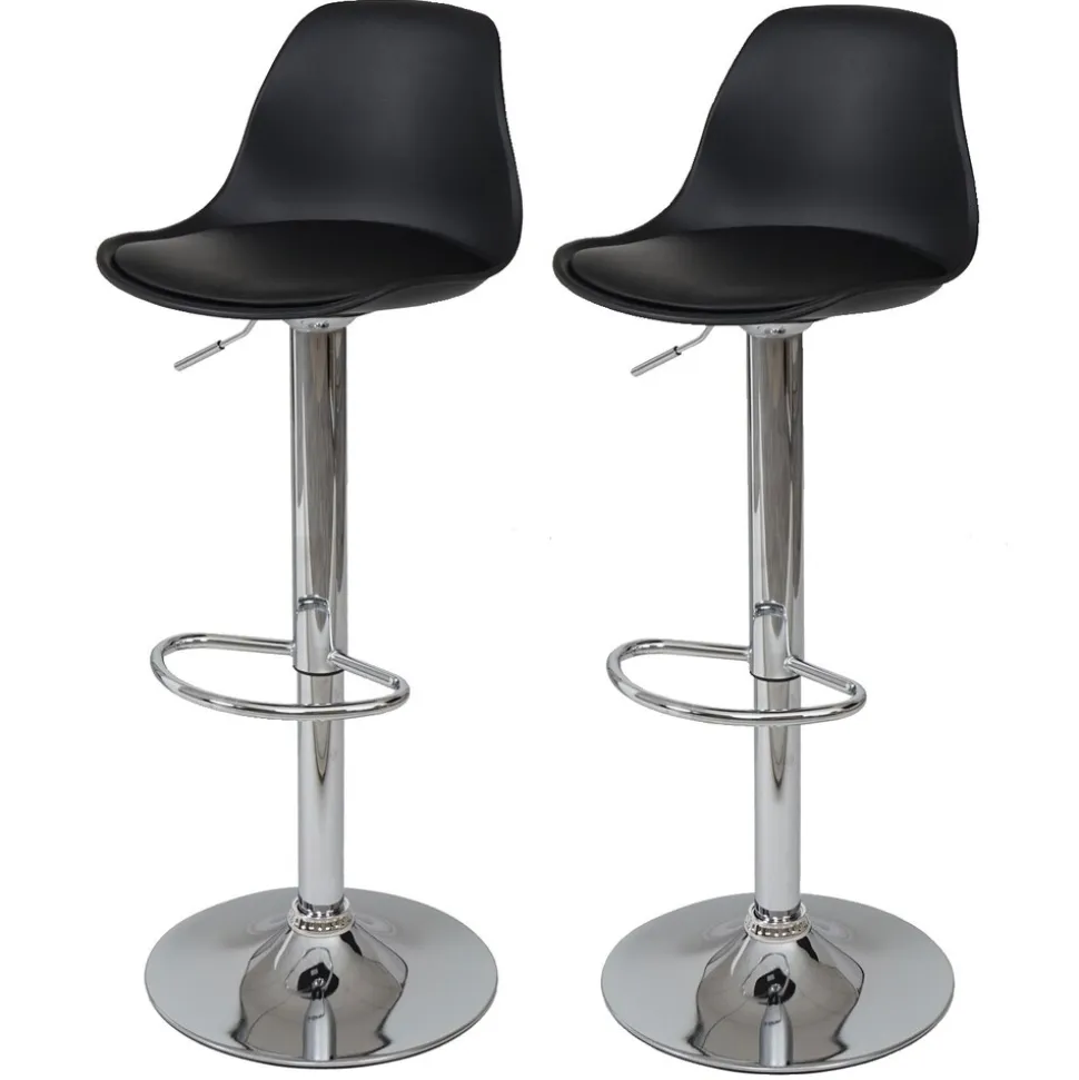 2er-Set Barhocker MCW-B14, Tresenhocker Barstuhl Drehhocker, Kunstleder ~ schwarz