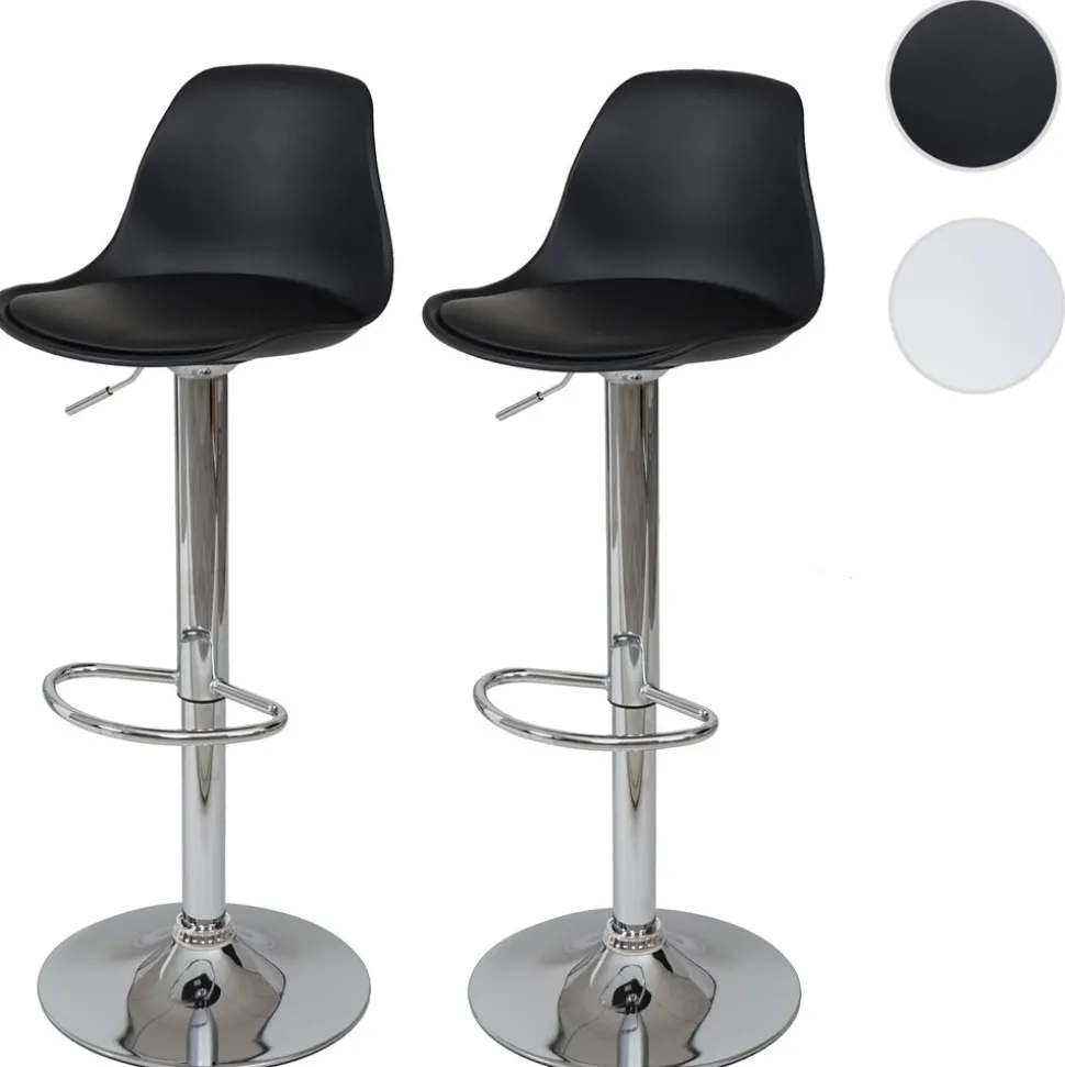 2er-Set Barhocker MCW-B14, Tresenhocker Barstuhl Drehhocker, Kunstleder ~ schwarz