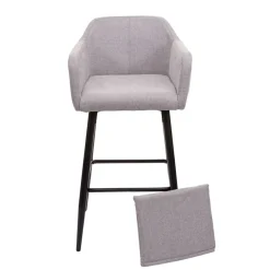 2er-Set Barhocker MCW-H93, Barstuhl Tresenhocker, Fußablage Metall ~ Stoff/Textil hellgrau